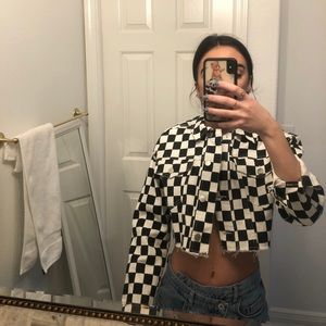 Checkered Denim Jacket! Y2K Style
